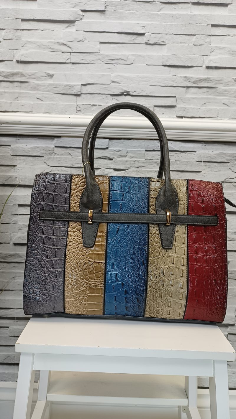 Grey Croc Effect Tote Bag